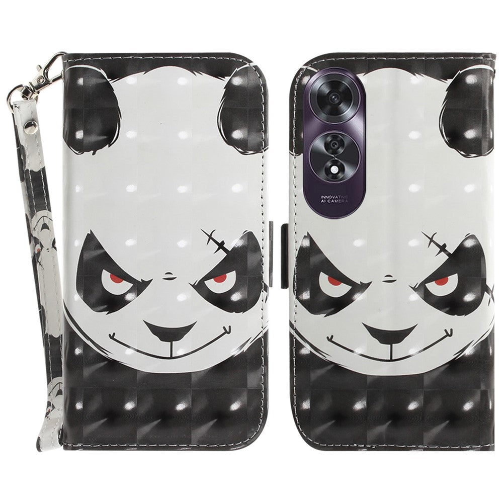 For Oppo A60 4G Case Pattern Printing Leather Wallet Phone Shell with Strap