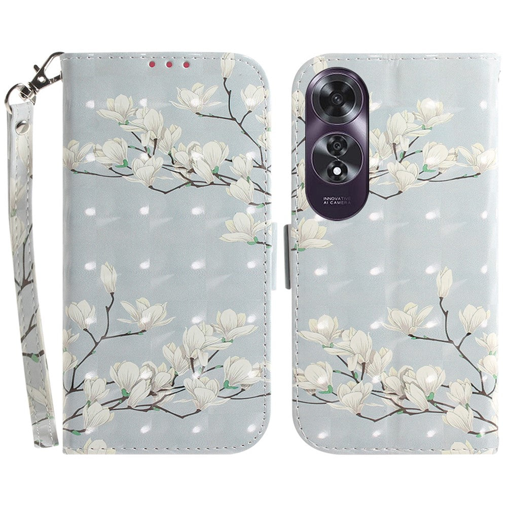 For Oppo A60 4G Case Pattern Printing Leather Wallet Phone Shell with Strap