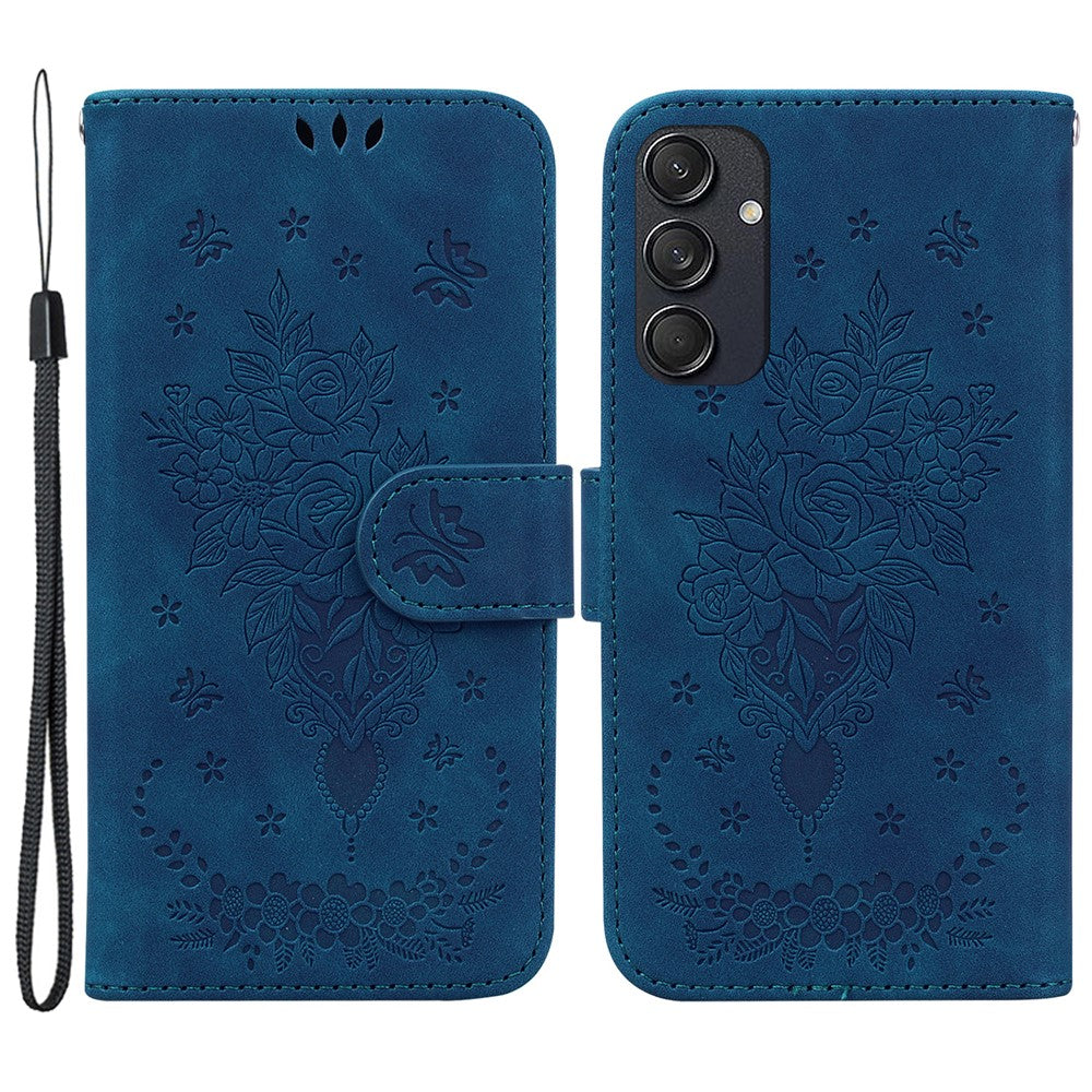 Samsung Galaxy M55 5G / C55 5G / F55 5G-mobilcover i blomstret PU-læder, flip-tegnebogsetui
