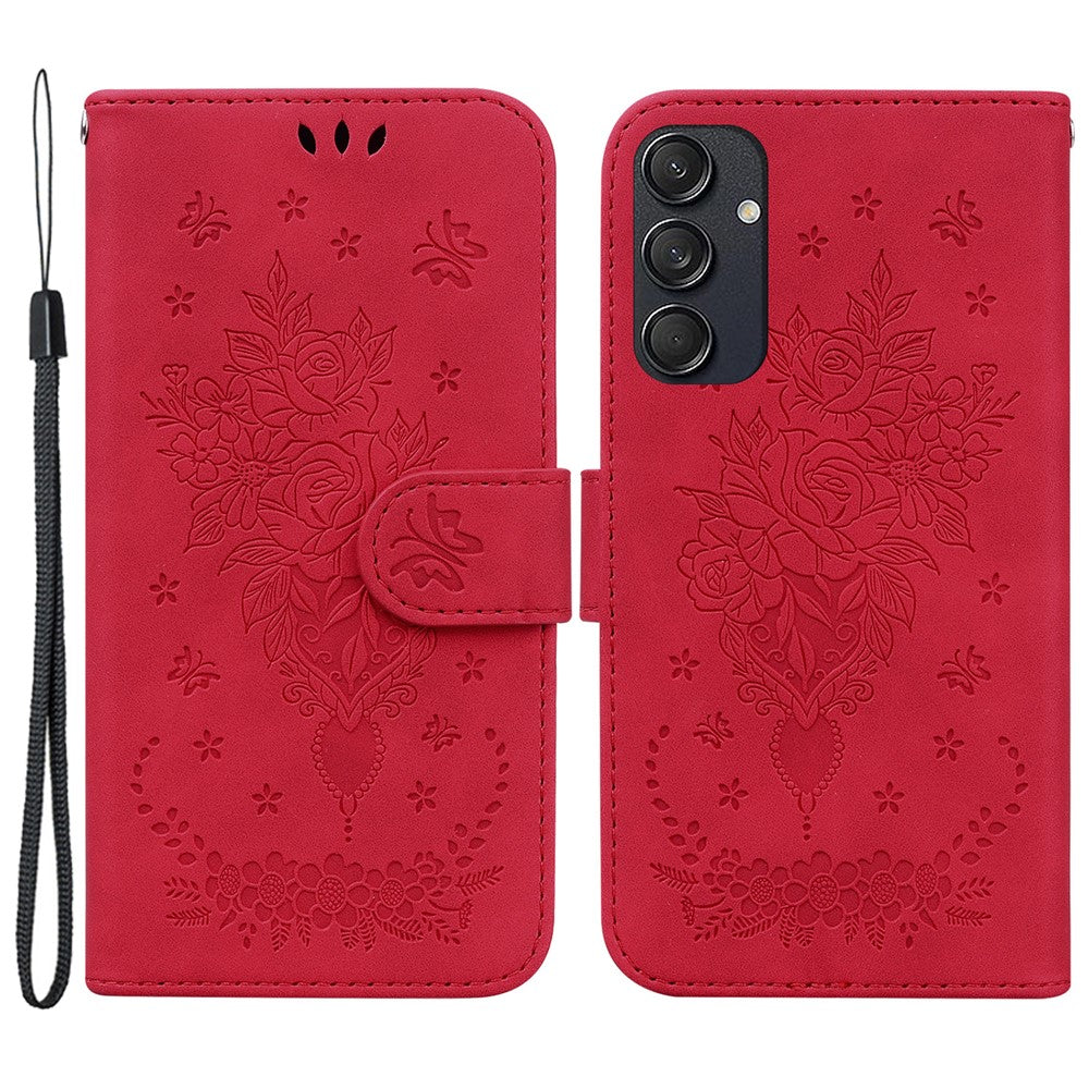 Samsung Galaxy M55 5G / C55 5G / F55 5G-mobilcover i blomstret PU-læder, flip-tegnebogsetui