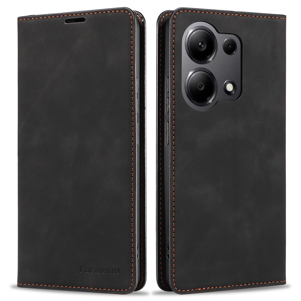 FORWENW For Xiaomi Redmi Note 13 Pro 4G / Poco M6 Pro 4G Case Rubberized Edge PU Leather Phone Cover