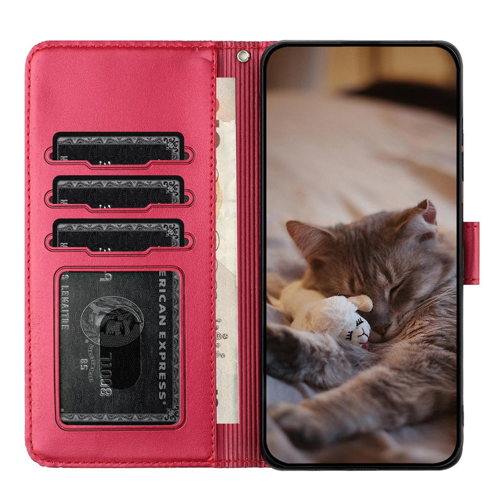 For Xiaomi Redmi Note 13 5G Case with Wrist Strap Leather Phone Cover Wall Cats Pattern