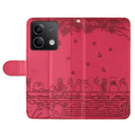 For Xiaomi Redmi Note 13 5G Case with Wrist Strap Leather Phone Cover Wall Cats Pattern