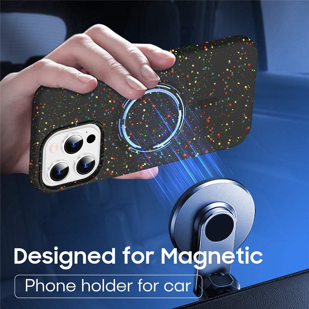For iPhone 12 / 12 Pro Case Colorful Spots Matte Hard PC Magnetic Phone Cover