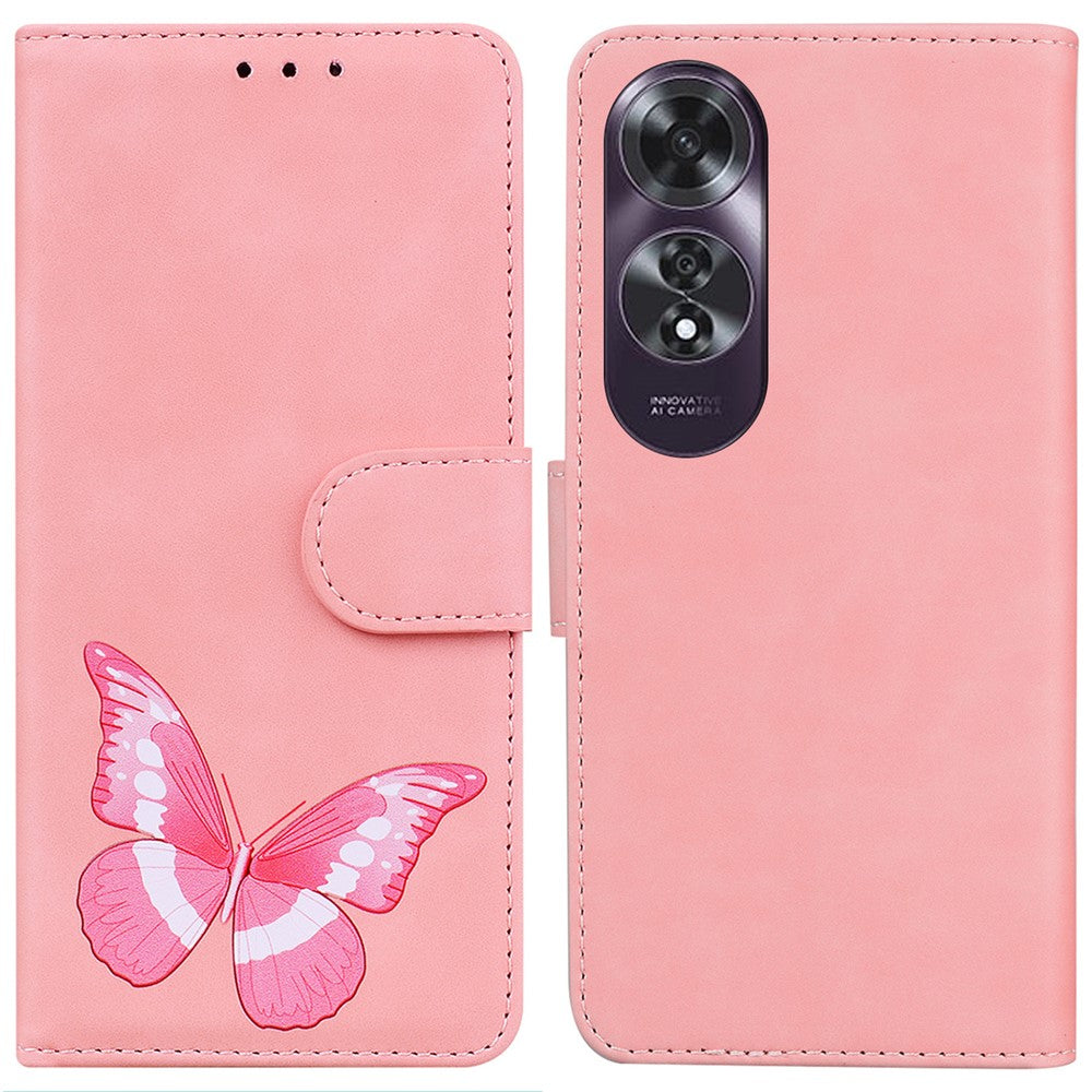 For Oppo A60 4G Case Butterfly Printed PU Leather Stand Function Phone Cover