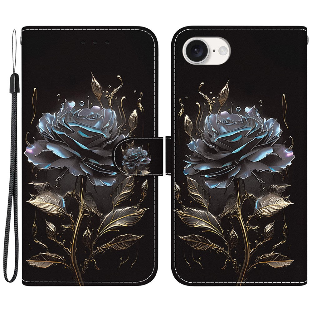 For iPhone 17th / 16th Case Pattern Print Scratch-Proof Leather Phone Cover with Wallet