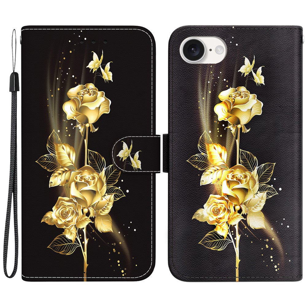 For iPhone 17th / 16th Case Pattern Print Scratch-Proof Leather Phone Cover with Wallet