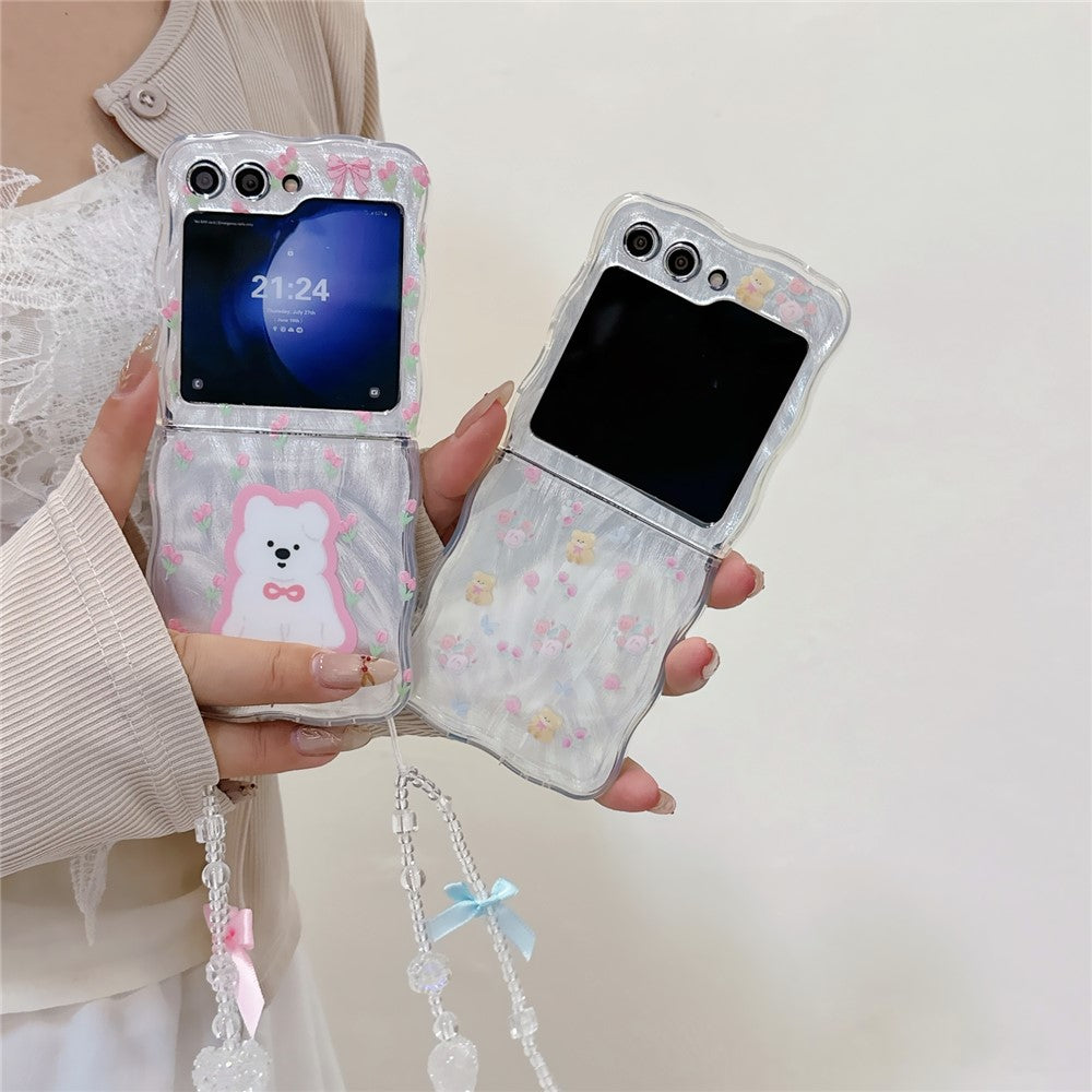 Til Samsung Galaxy Z Flip5 5G Cover Mønsterprint Hårdt PC Telefoncover med Rem