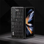 ABEEL Til Samsung Galaxy Z Fold6 5G Etui Krokodillemønstret Ægte Koskind+PC Telefoncover