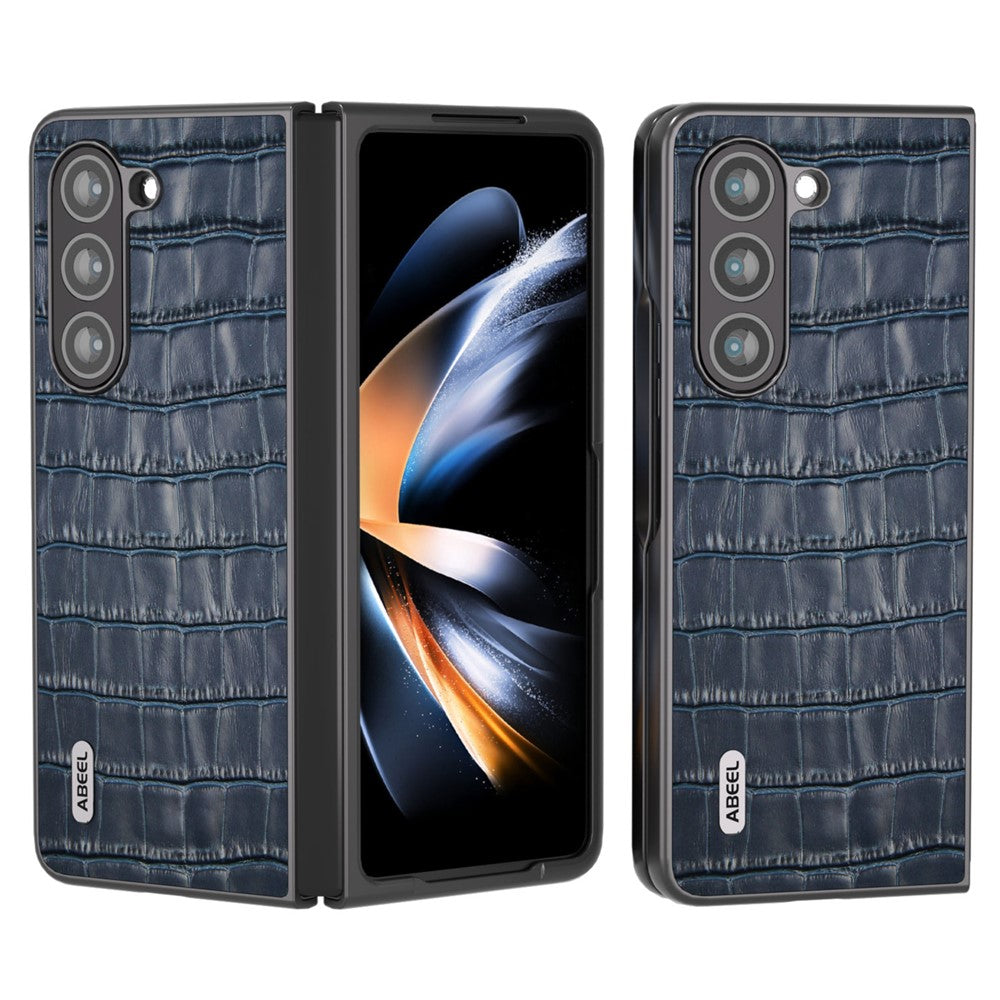 ABEEL Til Samsung Galaxy Z Fold6 5G Etui Krokodillemønstret Ægte Koskind+PC Telefoncover