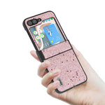 ABEEL For Samsung Galaxy Z Flip7 FE 5G / Z Flip6 5G Case PU Leather+PC Glitter Phone Cover with Hinge Design