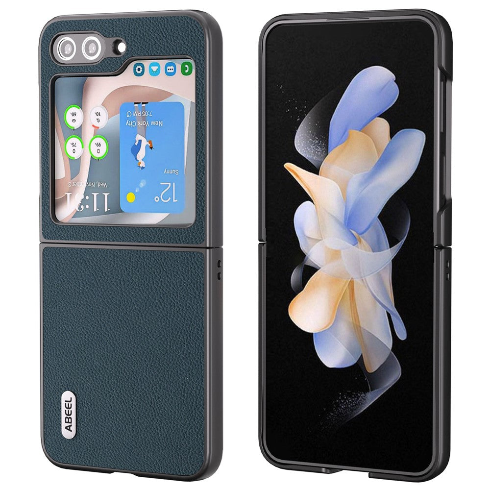 ABEEL For Samsung Galaxy Z Flip7 FE 5G / Z Flip6 5G Case Cowhide Leather Litchi Texture Phone Protective Cover