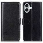 For iPhone 16 Plus Case PU Leather Wallet Phone Cover Crazy Horse Texture
