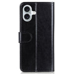 For iPhone 16 Plus Case PU Leather Wallet Phone Cover Crazy Horse Texture