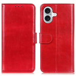 For iPhone 16 Plus Case PU Leather Wallet Phone Cover Crazy Horse Texture