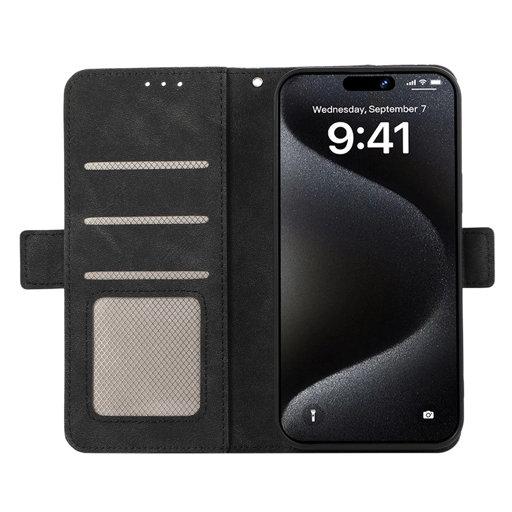 ABEEL For iPhone 16 Leather Case RFID Blocking Card Slots Wallet Phone Cover