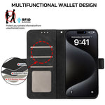 ABEEL For iPhone 16 Leather Case RFID Blocking Card Slots Wallet Phone Cover