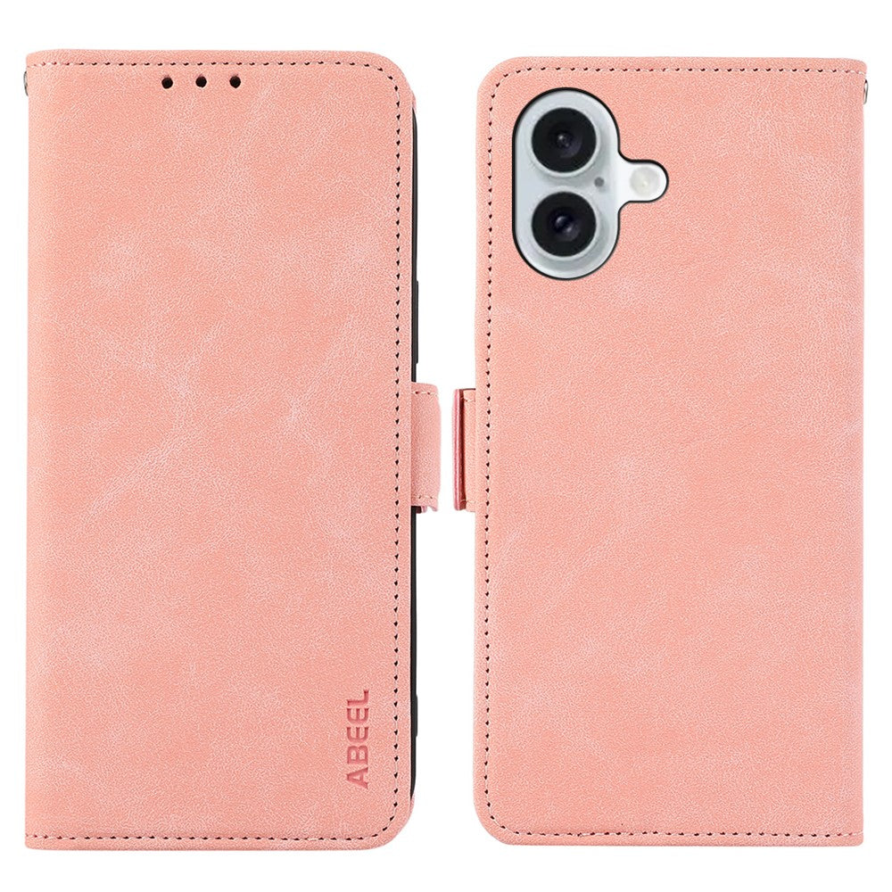 ABEEL For iPhone 16 Leather Case RFID Blocking Card Slots Wallet Phone Cover