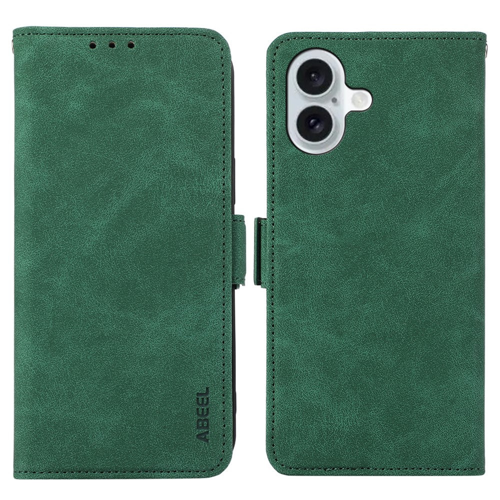 ABEEL For iPhone 16 Leather Case RFID Blocking Card Slots Wallet Phone Cover