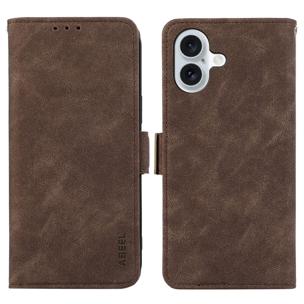 ABEEL For iPhone 16 Leather Case RFID Blocking Card Slots Wallet Phone Cover