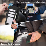 ABEEL For iPhone 16 Pro Case RFID Blocking Leather Wallet Flip Phone Cover