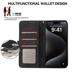 ABEEL For iPhone 16 Case Color Splicing Leather Flip Phone Cover RFID Blocking