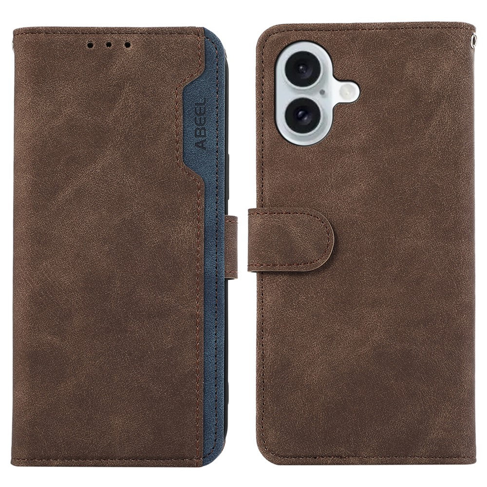 ABEEL For iPhone 16 Case Color Splicing Leather Flip Phone Cover RFID Blocking