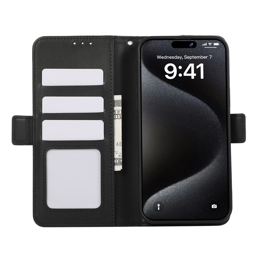 ABEEL For iPhone 16 Pro Max Leather Case RFID Blocking Wallet Stand Phone Cover