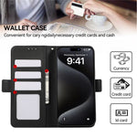 ABEEL For iPhone 16 Pro Max Leather Case RFID Blocking Wallet Stand Phone Cover