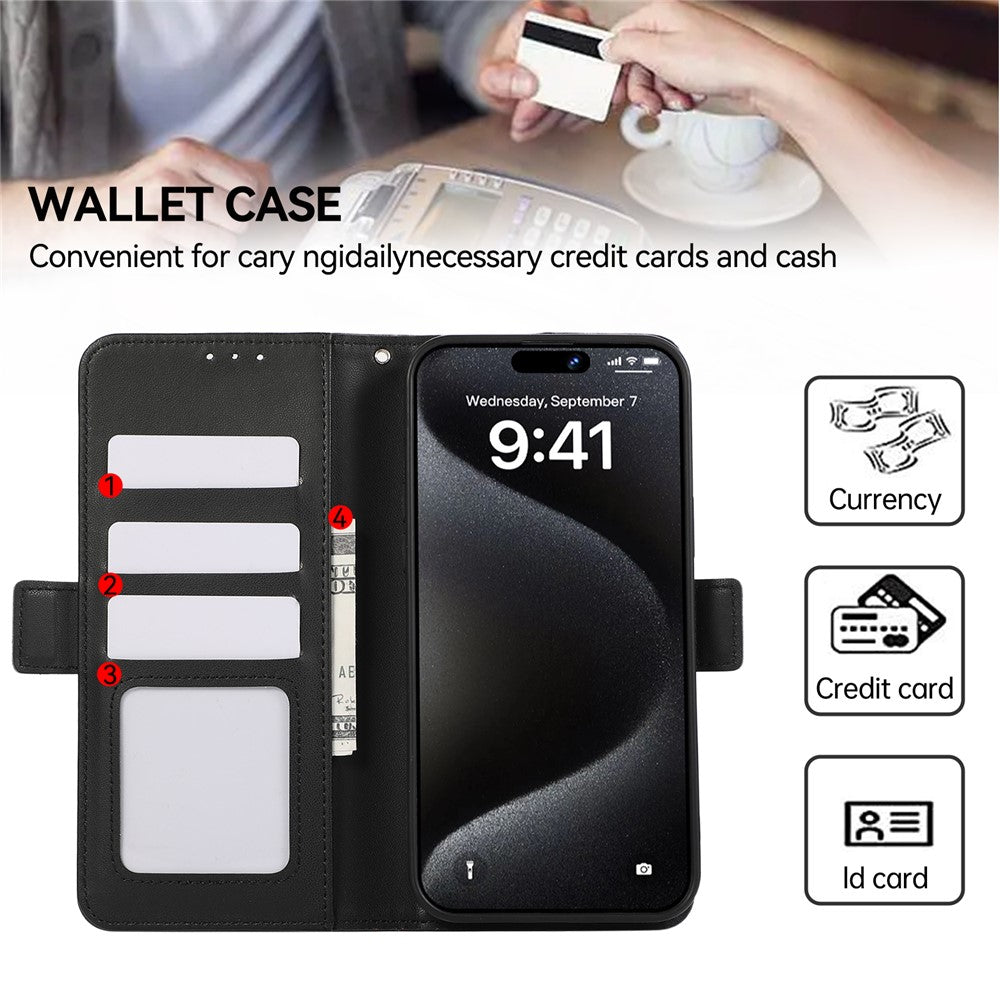 ABEEL For iPhone 16 Pro Max Leather Case RFID Blocking Wallet Stand Phone Cover