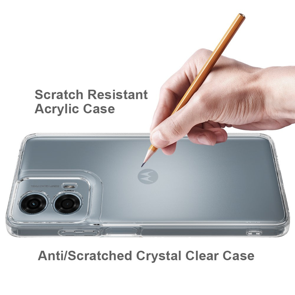 Til Motorola Moto G24 Power Gennemsigtigt Etui Ridsefast TPU+Akryl Bagside Telefoncover