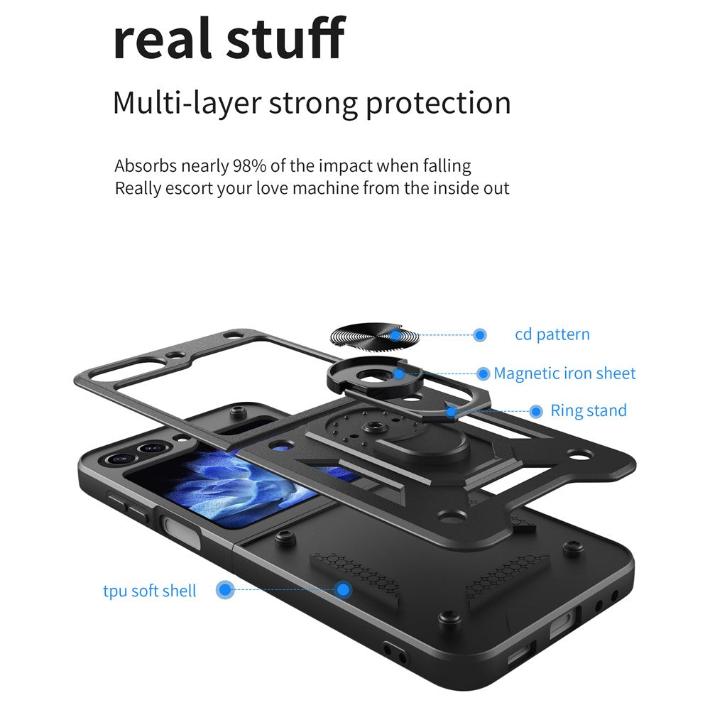 For Samsung Galaxy Z Flip7 FE 5G / Z Flip6 5G Case Ring Holder PC+TPU Phone Cover