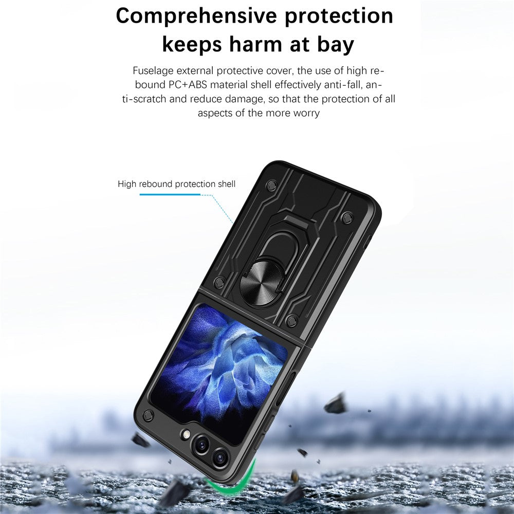 Samsung Galaxy Z Flip7 FE 5G / Z Flip6 5G-cover, PC+TPU, stativ, magnetisk bilholder-mobilcover