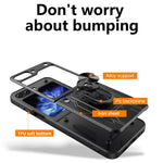Samsung Galaxy Z Flip7 FE 5G / Z Flip6 5G-cover, PC+TPU, stativ, magnetisk bilholder-mobilcover