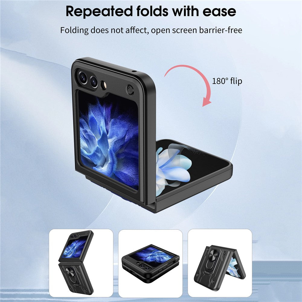 Samsung Galaxy Z Flip7 FE 5G / Z Flip6 5G-cover, PC+TPU, stativ, magnetisk bilholder-mobilcover