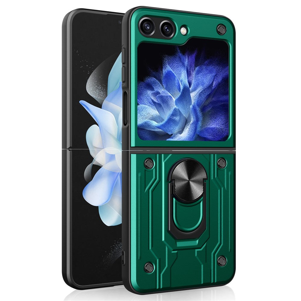Samsung Galaxy Z Flip7 FE 5G / Z Flip6 5G-cover, PC+TPU, stativ, magnetisk bilholder-mobilcover