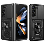 Til Samsung Galaxy Z Fold6 5G Cover PC+TPU Telefon Beskyttelsescover med Linsebeskytter Støtteben Telefoncover