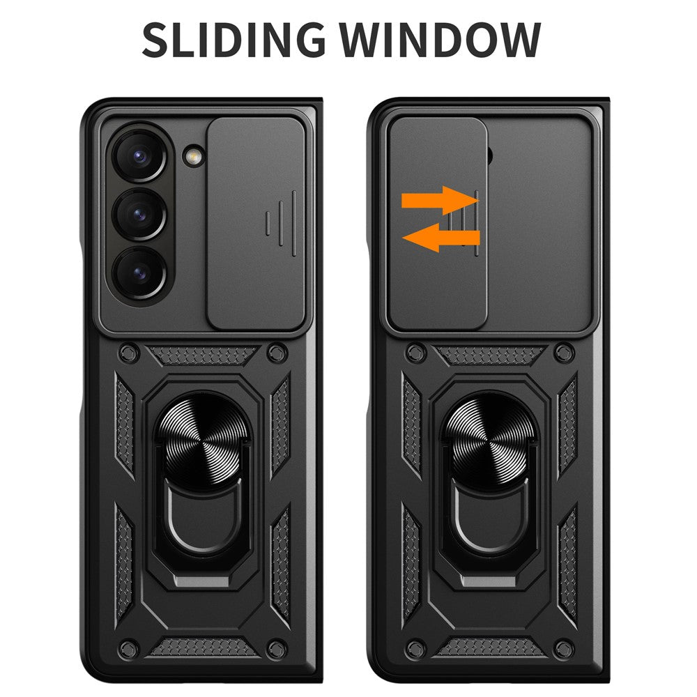 Til Samsung Galaxy Z Fold6 5G Cover PC+TPU Telefon Beskyttelsescover med Linsebeskytter Støtteben Telefoncover