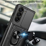 Til Samsung Galaxy Z Fold6 5G Cover PC+TPU Telefon Beskyttelsescover med Linsebeskytter Støtteben Telefoncover