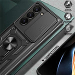 Til Samsung Galaxy Z Fold6 5G Cover PC+TPU Telefon Beskyttelsescover med Linsebeskytter Støtteben Telefoncover