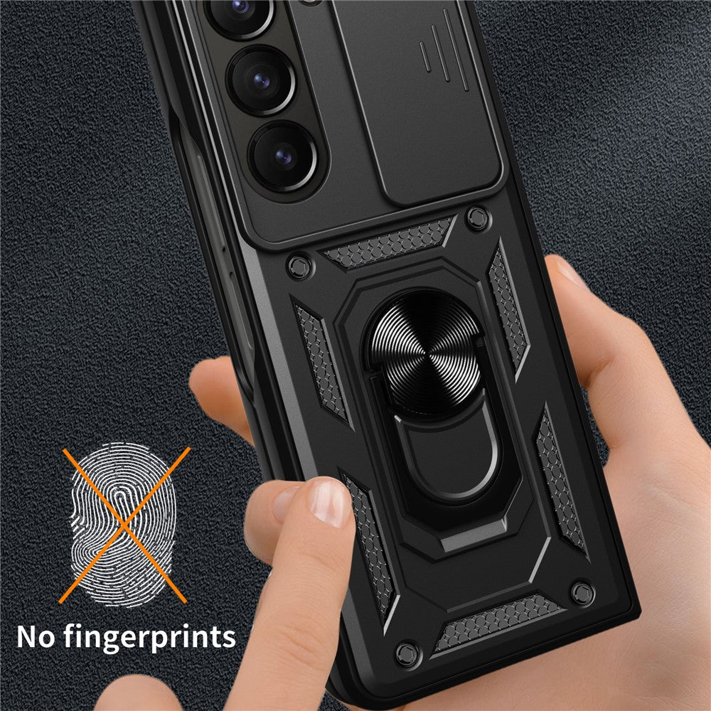 Til Samsung Galaxy Z Fold6 5G Cover PC+TPU Telefon Beskyttelsescover med Linsebeskytter Støtteben Telefoncover