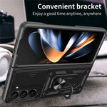 Til Samsung Galaxy Z Fold6 5G Cover PC+TPU Telefon Beskyttelsescover med Linsebeskytter Støtteben Telefoncover