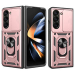 Til Samsung Galaxy Z Fold6 5G Cover PC+TPU Telefon Beskyttelsescover med Linsebeskytter Støtteben Telefoncover
