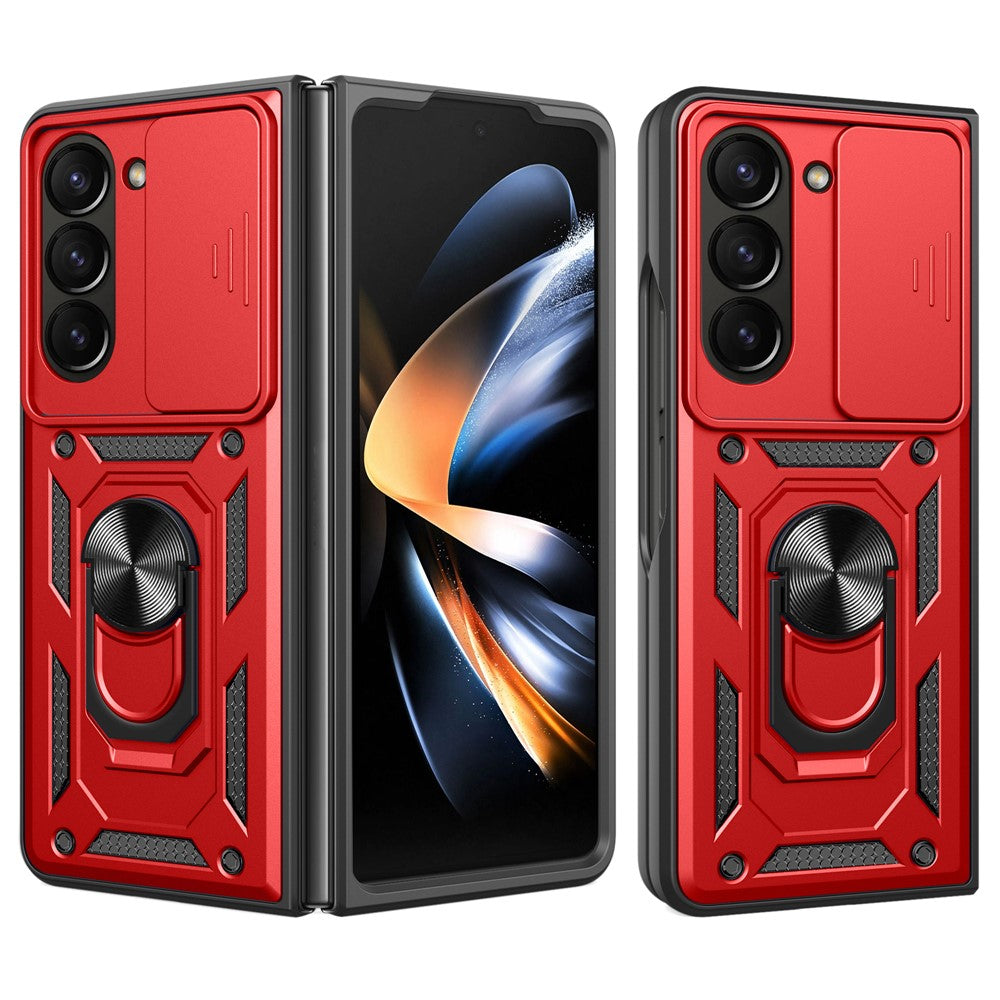 Til Samsung Galaxy Z Fold6 5G Cover PC+TPU Telefon Beskyttelsescover med Linsebeskytter Støtteben Telefoncover