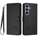 For Samsung Galaxy S24 Case with Strap RFID Blocking Leather Wallet Phone Cover Cat Mouse Pattern