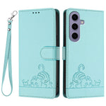 For Samsung Galaxy S24 Case with Strap RFID Blocking Leather Wallet Phone Cover Cat Mouse Pattern