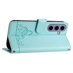 For Samsung Galaxy S24 Case with Strap RFID Blocking Leather Wallet Phone Cover Cat Mouse Pattern