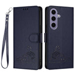 For Samsung Galaxy S24 Case with Strap RFID Blocking Leather Wallet Phone Cover Cat Mouse Pattern