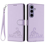 For Samsung Galaxy S24 Case with Strap RFID Blocking Leather Wallet Phone Cover Cat Mouse Pattern