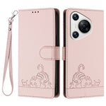 For Huawei Pura 70 Pro / Pura 70 Pro+ Case with Strap RFID Blocking Leather Wallet Phone Cover Cat Mouse Pattern